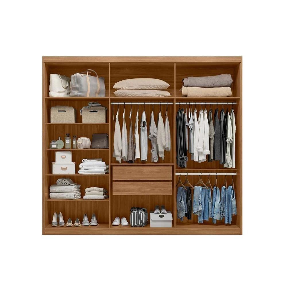 Guarda Roupa Casal 3 Portas 2 Gavetas 5 Prateleiras c/ Espelhos Dalila Amêndola/Off White - Demóbile - 7