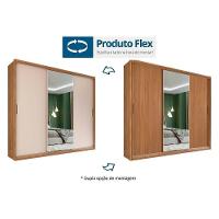 Guarda Roupa Casal 3 Portas 2 Gavetas 5 Prateleiras c/ Espelhos Dalila Amêndola/Off White - Demóbile - 2