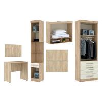 Guarda Roupa Solteiro C/ Escrivaninha Avelã Rústico C/ Areia - 6