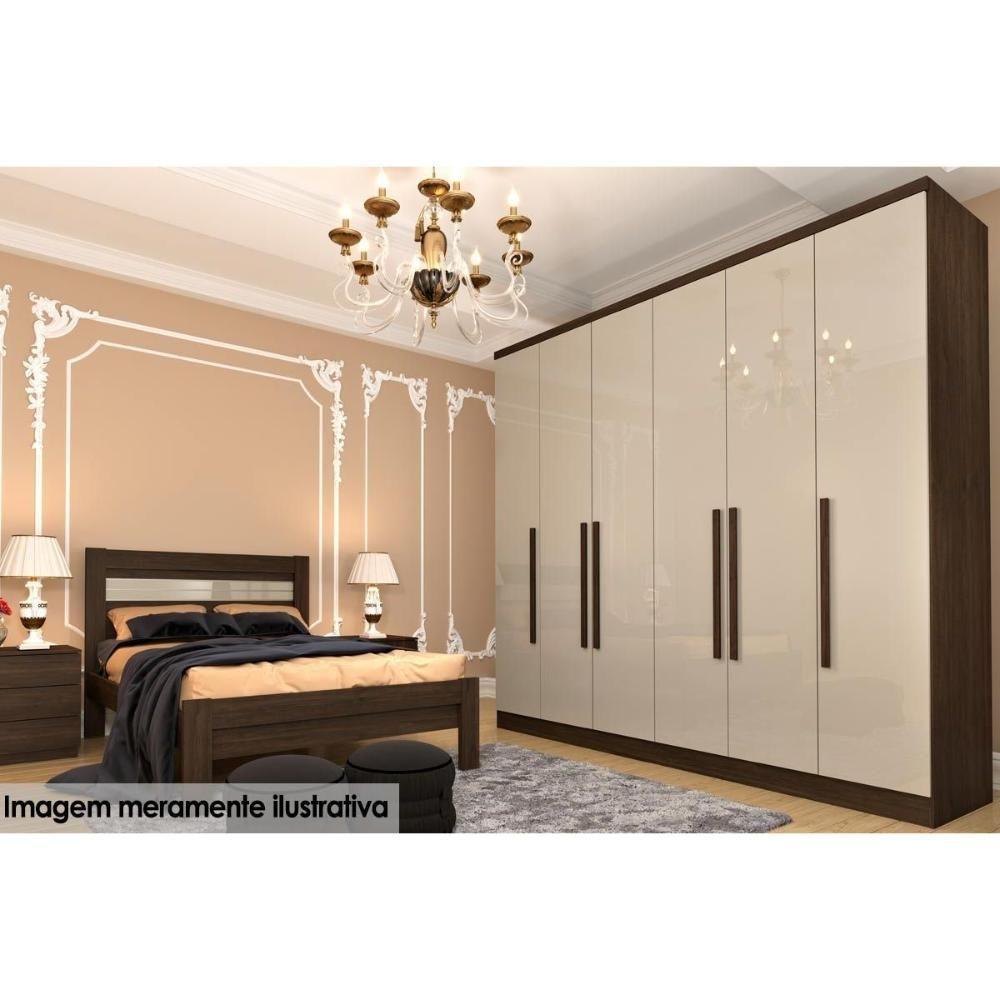 Guarda Roupa 6 Portas Veneza c/ e 4 Gavetas Cinamomo - Tcil Móveis - 9