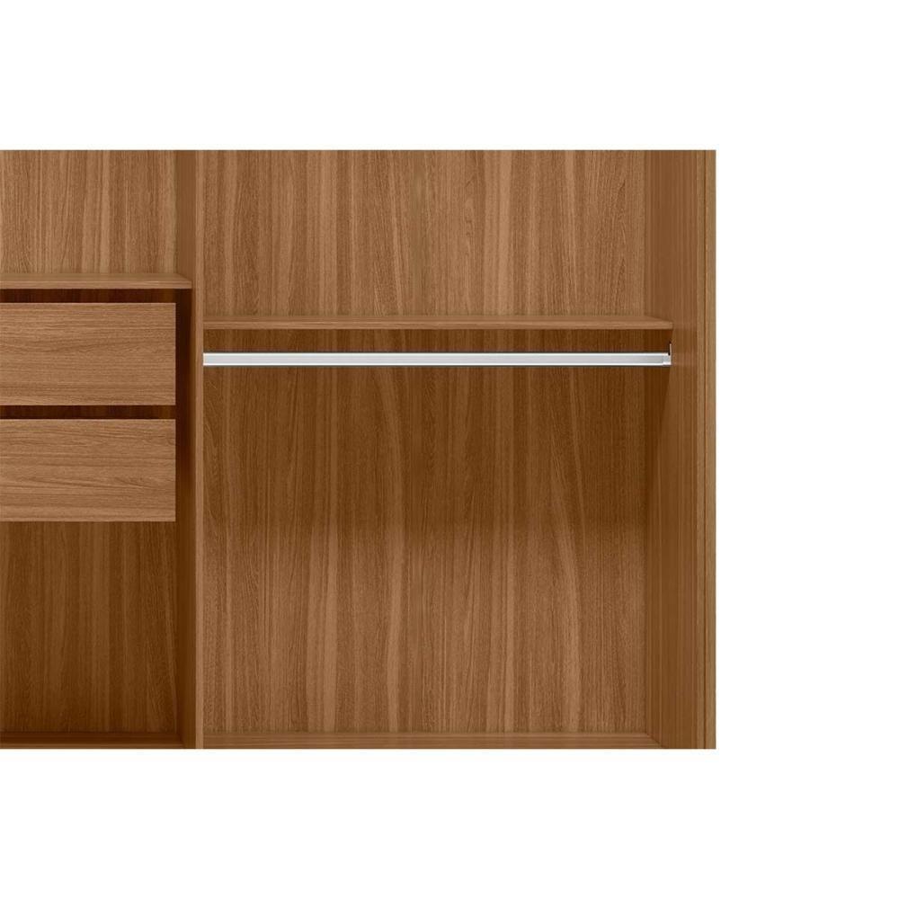 Guarda Roupas 3 Portas de Correr 2 Gavetas 5 Prateleiras c/ Espelhos Dalila Amêndola/Off White - Demóbile - 4