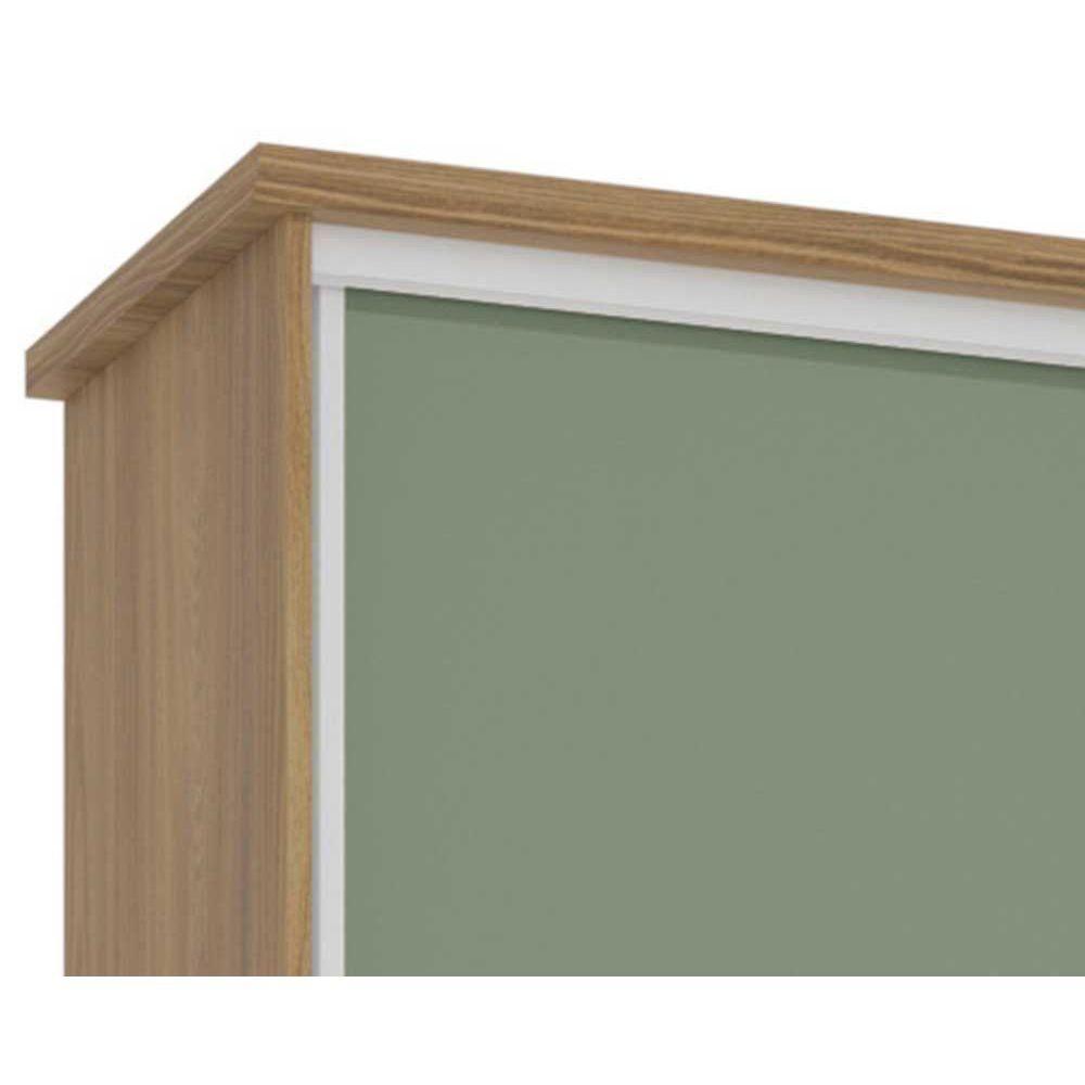 Guarda Roupa Casal N565 4 Portas de Correr e 4 Gavetas Nogueira/Macadamia/Verde Oliva - Kappesberg - 2