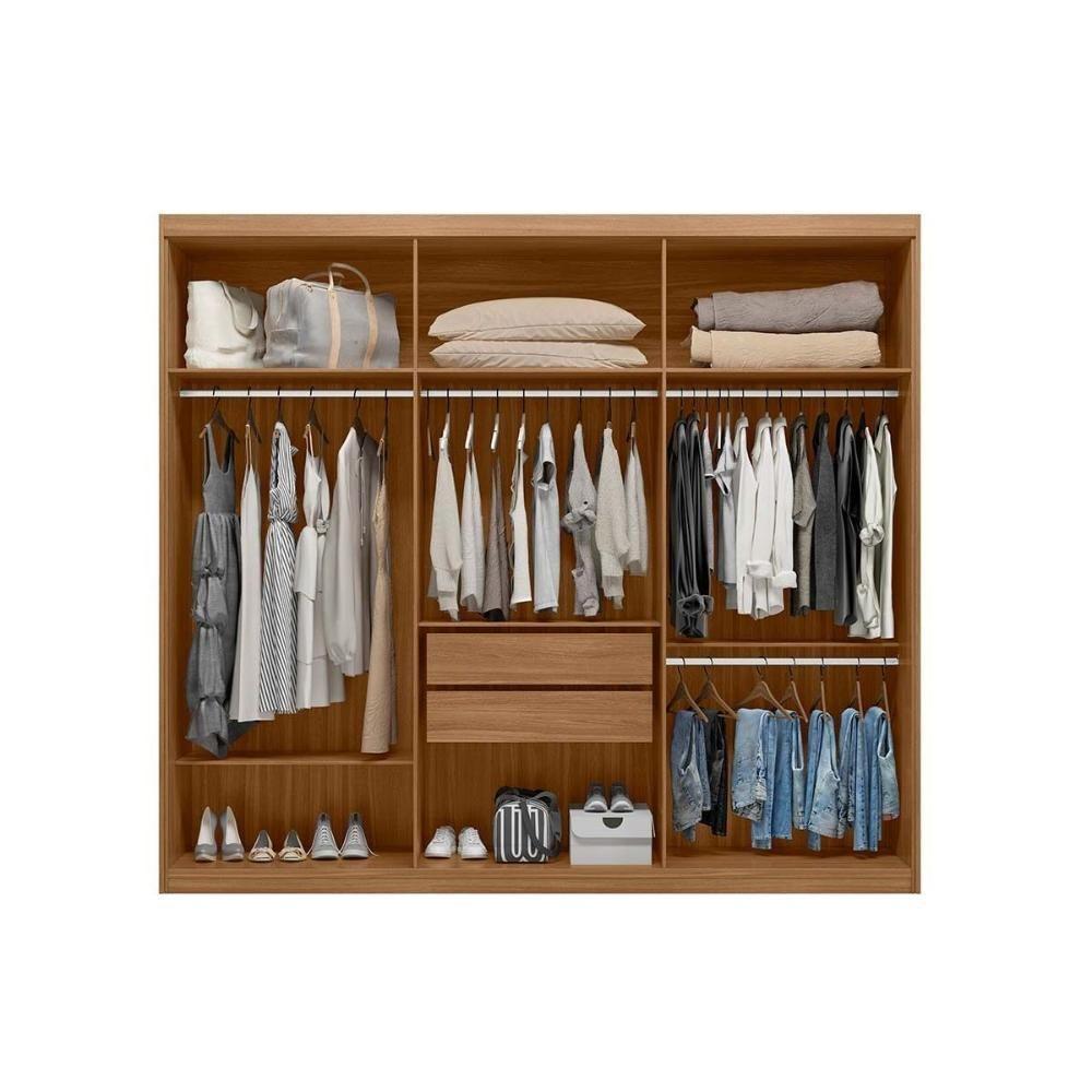 Guarda Roupa Casal 3 Portas 2 Gavetas c/ Espelhos Dalila Amêndola/Off White - Demóbile - 7