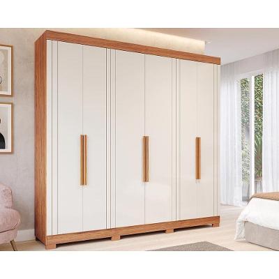 Guarda Roupa Casal Cecilia 6 Portas de Abrir 6 Gavetas Cinamomo-off White Panan