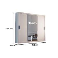 Guarda Roupas 3 Portas de Correr e 4 Gavetas c/ Espelho Veneza Luxo Naturale/Off White - Rufato - 11