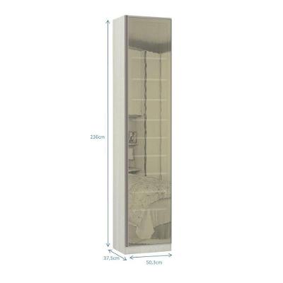 Guarda Roupa 1 Porta Vidro Reflecta Prime Plus Legno Crema