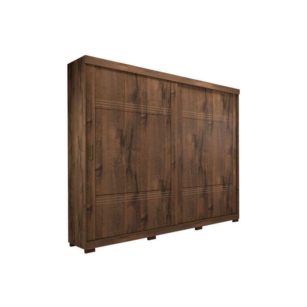 Guarda Roupas 2 Portas de Correr e 4 Gavetas c/ Pés Blumenau Cinamomo/Off White - Panan - 2