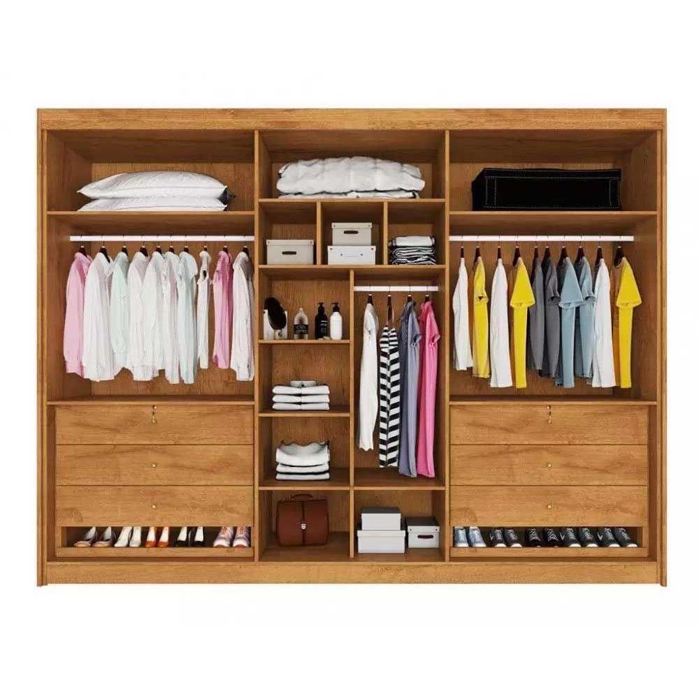 Guarda Roupa Casal Potente 6 Portas C/ 4 Ripados E 6 Gavetas Peroba/off White - Europa - 2