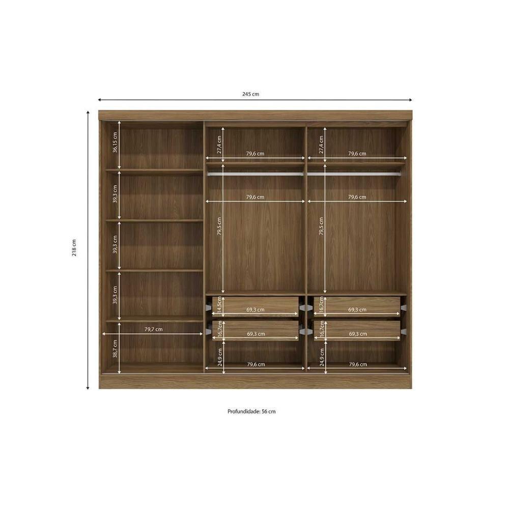 Guarda Roupa 5 Portas Flex e 4 Gavetas N564 Nogueira/Verde Oliva - Kappesberg - 3