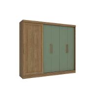 Guarda Roupa 5 Portas Flex e 4 Gavetas N564 Nogueira/Verde Oliva - Kappesberg - 1