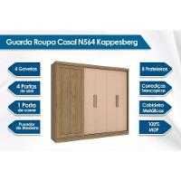 Guarda Roupa 5 Portas Flex e 4 Gavetas N564 Nogueira/Verde Oliva - Kappesberg - 2