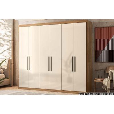Guarda Roupa Casal Venice 6 Portas de Abrir 2 Gavetas Amêndola-Off White Demóbile