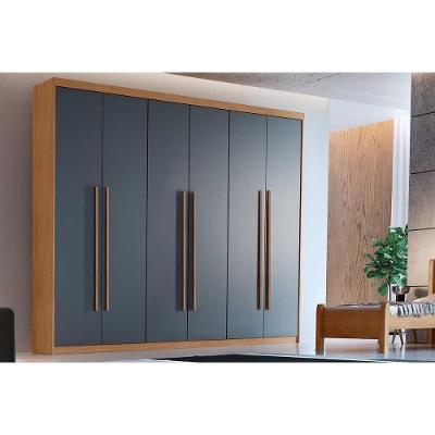 Guarda Roupa Solteiro Hawaii 6 Portas de Abrir 2 Gavetas Naturale-Grafite Rufato