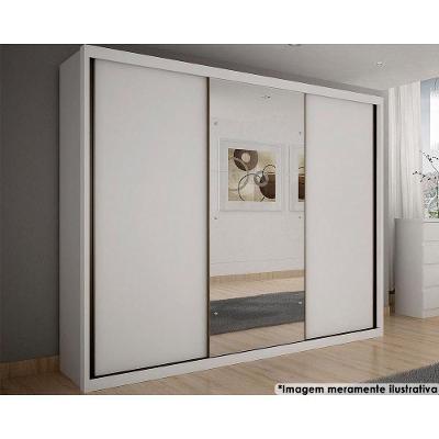 Guarda Roupa Casal Paradizzo Gold 3 Portas de Correr 6 Gavetas Branco MDF com Espelho