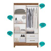 Kit Guarda Roupa Solteiro Chile E Cômoda Ms - Naturale / Branco Naturale / Branco - 7