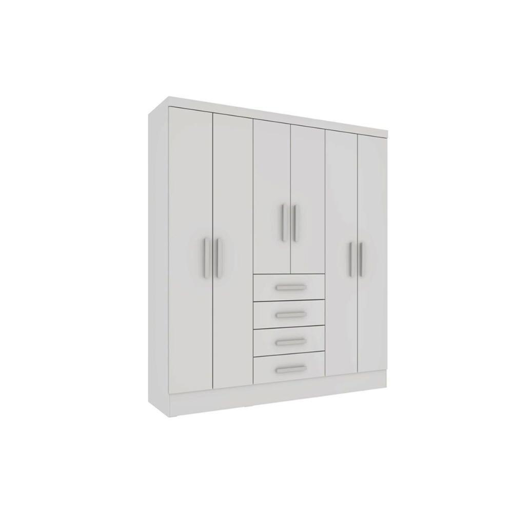 Guarda Roupa 6 Portas Arizona c/ e 4 Gavetas Branco/Neve - Tcil Móveis - 1