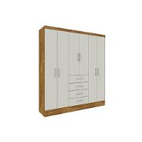 Guarda Roupa 6 Portas Arizona c/ e 4 Gavetas Branco/Neve - Tcil Móveis - 7