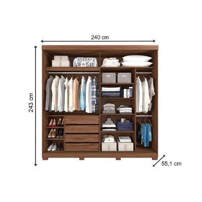 Guarda Roupa Casal Blumenau 2 Portas de Correr 4 Gavetas Branco MDF Panan Móveis