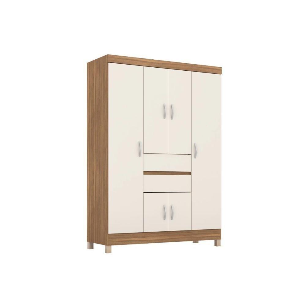 Guarda Roupa 6 Portas e 2 Gavetas Ecom II Amêndola/Off White - Demóbile - 1