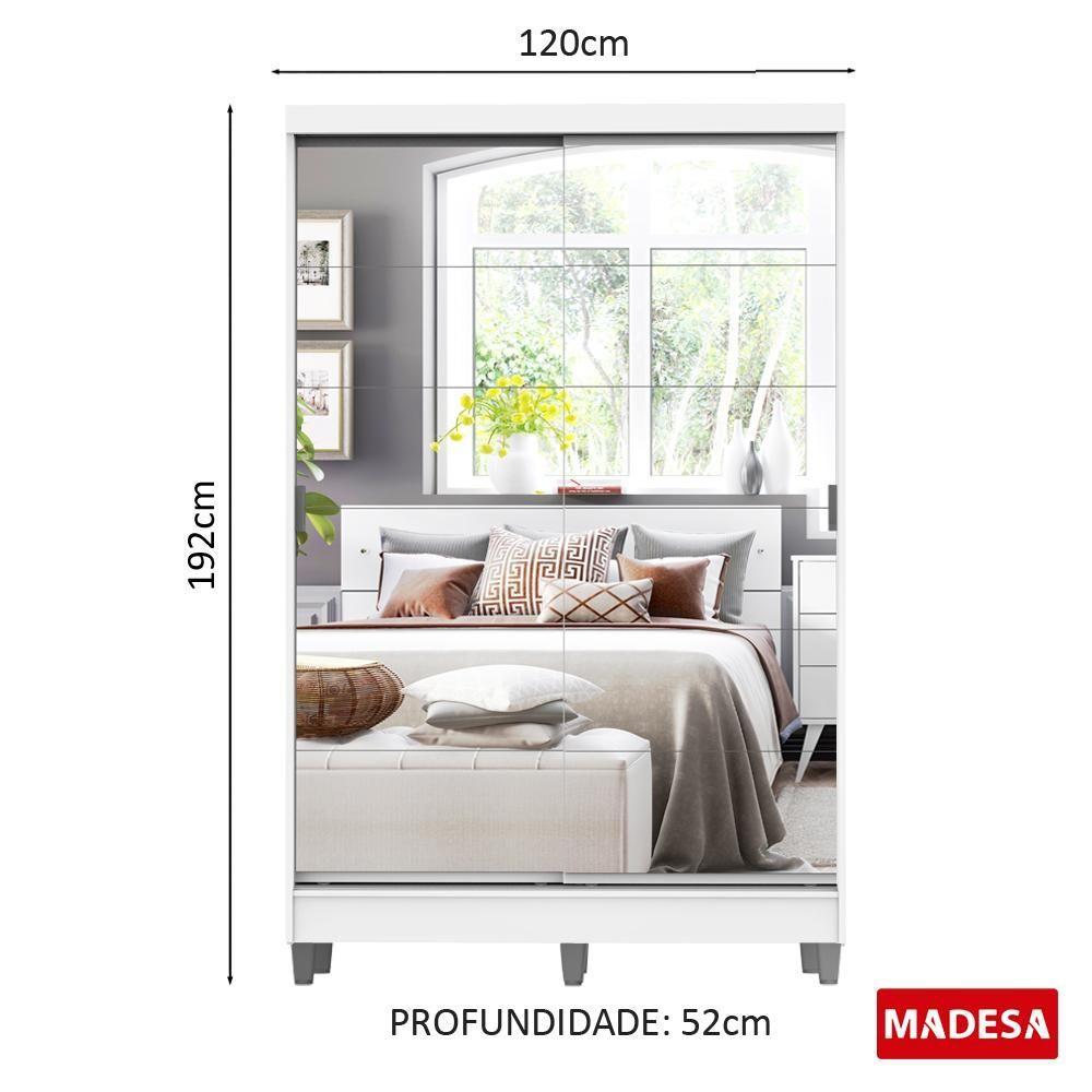 Guarda-Roupas Luke Branco 2 Portas Espelho Com Pés Madesa - 9