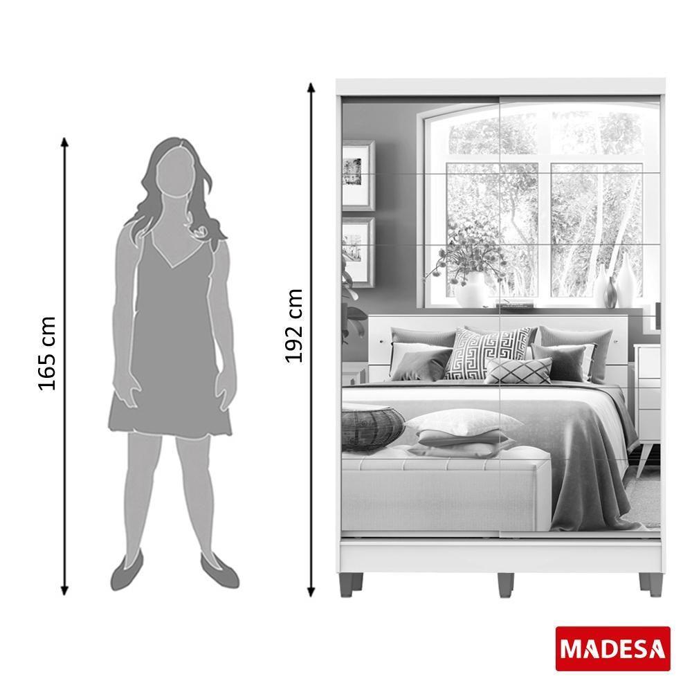 Guarda-Roupas Luke Branco 2 Portas Espelho Com Pés Madesa - 10