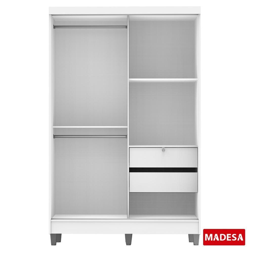 Guarda-Roupas Luke Branco 2 Portas Espelho Com Pés Madesa - 3