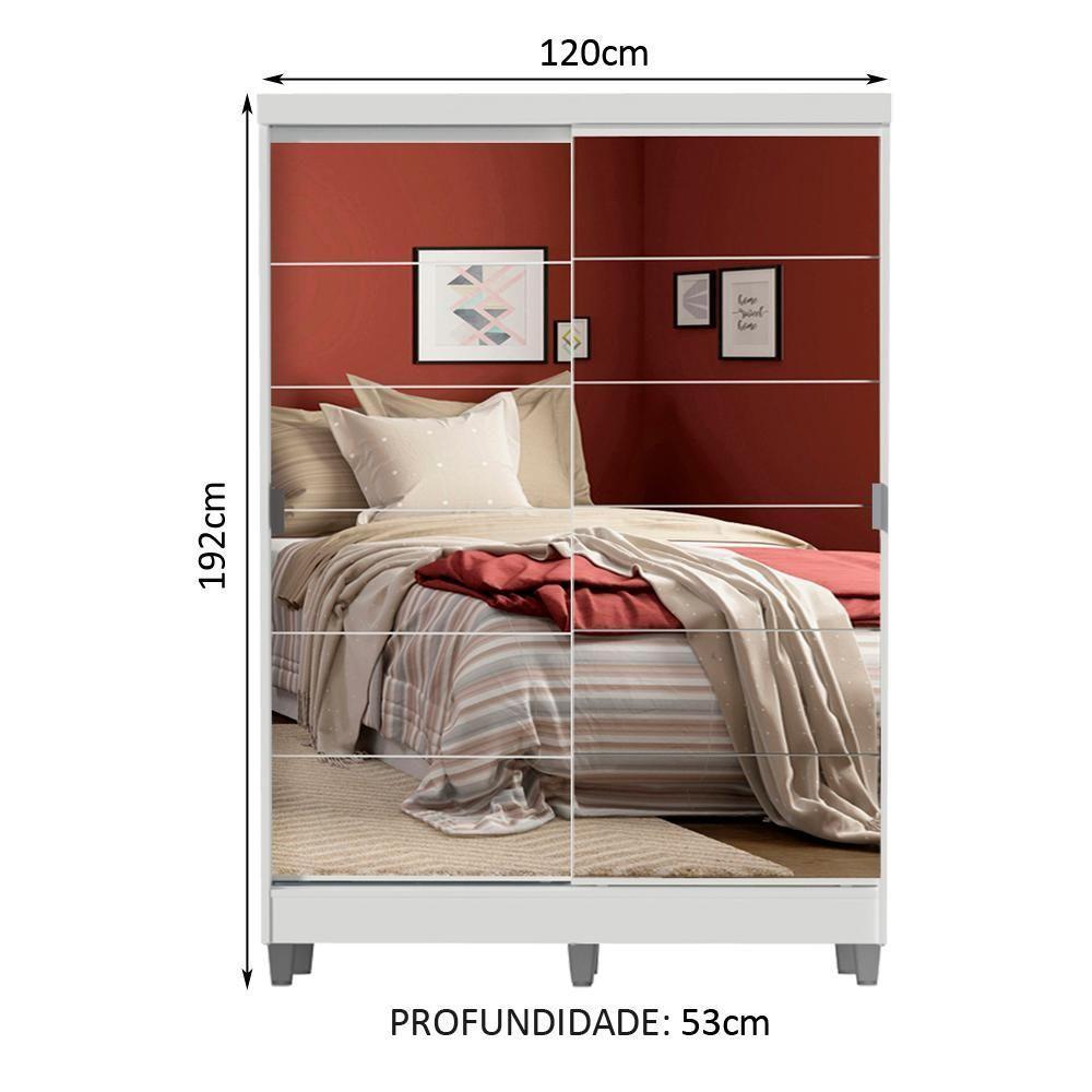 Guarda-Roupas Luke Branco 2 Portas Espelho Com Pés Madesa - 7