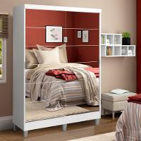 Guarda-Roupas Luke Branco 2 Portas Espelho Com Pés Madesa - 1