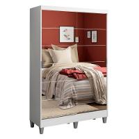 Guarda-Roupas Luke Branco 2 Portas Espelho Com Pés Madesa - 2