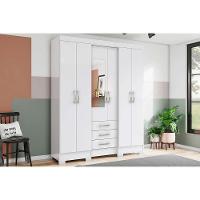 Guarda Roupa 6 Portas  e 3 Gavetas c/ Espelho Briz B23 Branco - Henn - 1