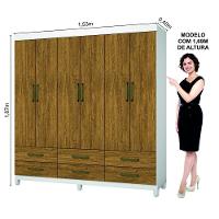 Guarda Roupa D22 6 Portas 6 Gavetas Com Pés Carioca Móveis Branco Com Freijó