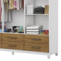 Guarda Roupa D22 6 Portas 6 Gavetas Com Pés Carioca Móveis Branco Com Freijó - 5