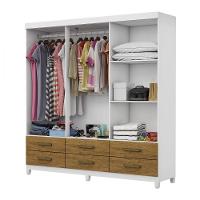 Guarda Roupa D22 6 Portas 6 Gavetas Com Pés Carioca Móveis Branco Com Freijó - 7