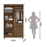 Guarda Roupa Solteiro 4 Portas 4 Gavetas Sobral - Castanho Wood Castanho Wood - 7