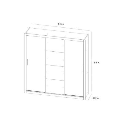 Guarda Roupa Casal Residence 3 Portas de Correr 2 Gavetas Branco Demóbile
