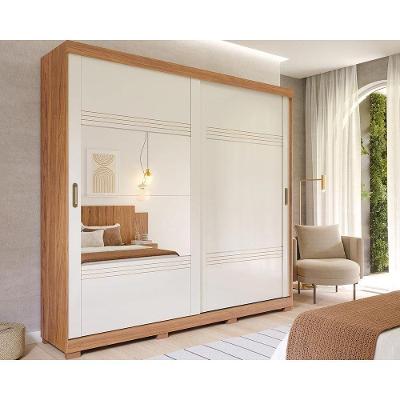 Guarda Roupa Casal Blumenau 2 Portas de Correr 4 Gavetas Cinamomo-Off White