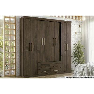Guarda Roupa Casal Nápoles 8 Portas de Bater 4 Gavetas Ébano Santos Andirá