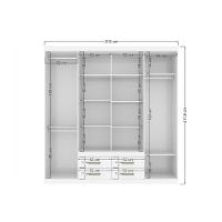 Guarda Roupa Casal 8 Portas e 4 Gavetas c/ Espelho Nápoles Branco - Santos Andirá - 4
