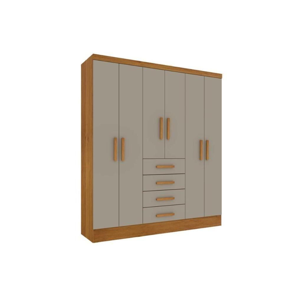 Guarda Roupa 6 Portas Arizona c/ e 4 Gavetas Cinamomo/Off White - Tcil Móveis - 1