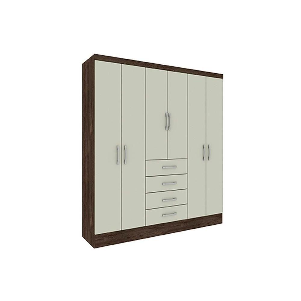 Guarda Roupa 6 Portas Arizona c/ e 4 Gavetas Cinamomo/Off White - Tcil Móveis - 7