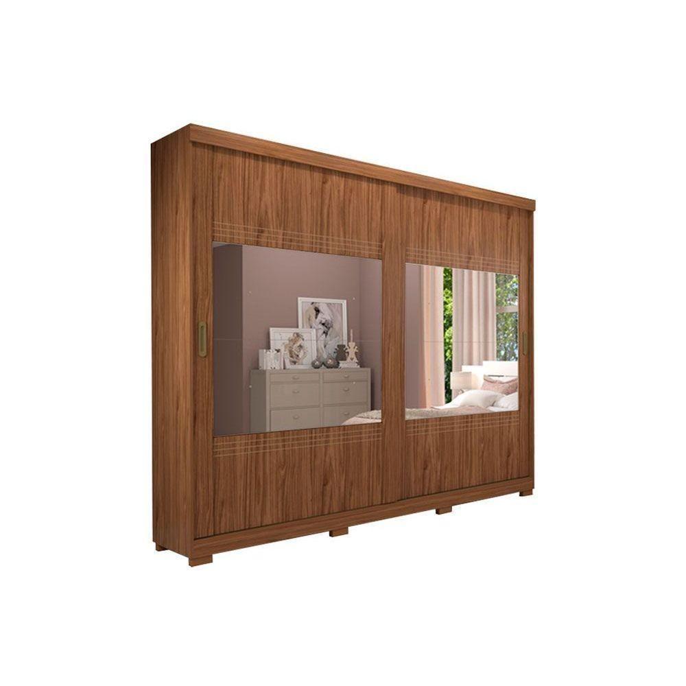 Guarda Roupa 2 Portas de Correr e 4 Gavetas ec/ 2 Espelhos e Pés Blumenau Cinamomo/Off White - Panan - 4