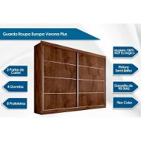 Guarda Roupa Casal 2 Portas de Correr e 4 Gavetas Verona Plus Amêndoa/Off White - Europa