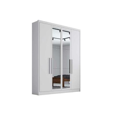 Guarda Roupa Solteiro Moderni Plus 4 Portas Bater 3 Gavetas Branco MDF
