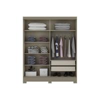 Guarda Roupa Casal 2 Portas de Correr e 2 Gavetas c/ Espelho Briz B74 Nature/Off White - Henn - 3