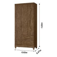 Guarda Roupa Solteiro 3 Portas 2 Gavetas Lima - Castanho Wood Castanho Wood - 2