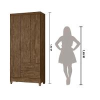 Guarda Roupa Solteiro 3 Portas 2 Gavetas Lima - Castanho Wood Castanho Wood - 5