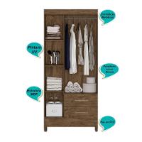 Guarda Roupa Solteiro 3 Portas 2 Gavetas Lima - Castanho Wood Castanho Wood - 6