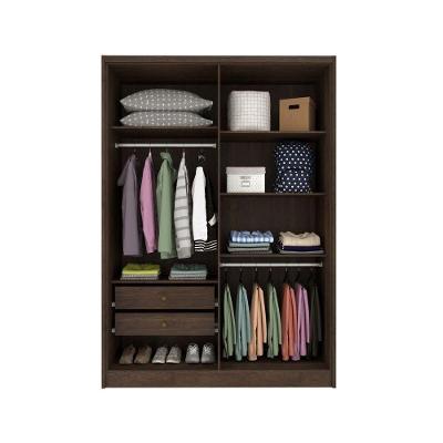 Guarda Roupa Solteiro Dinamarca 4 Portas de Abrir 2 Gavetas Cinamomo-Off White