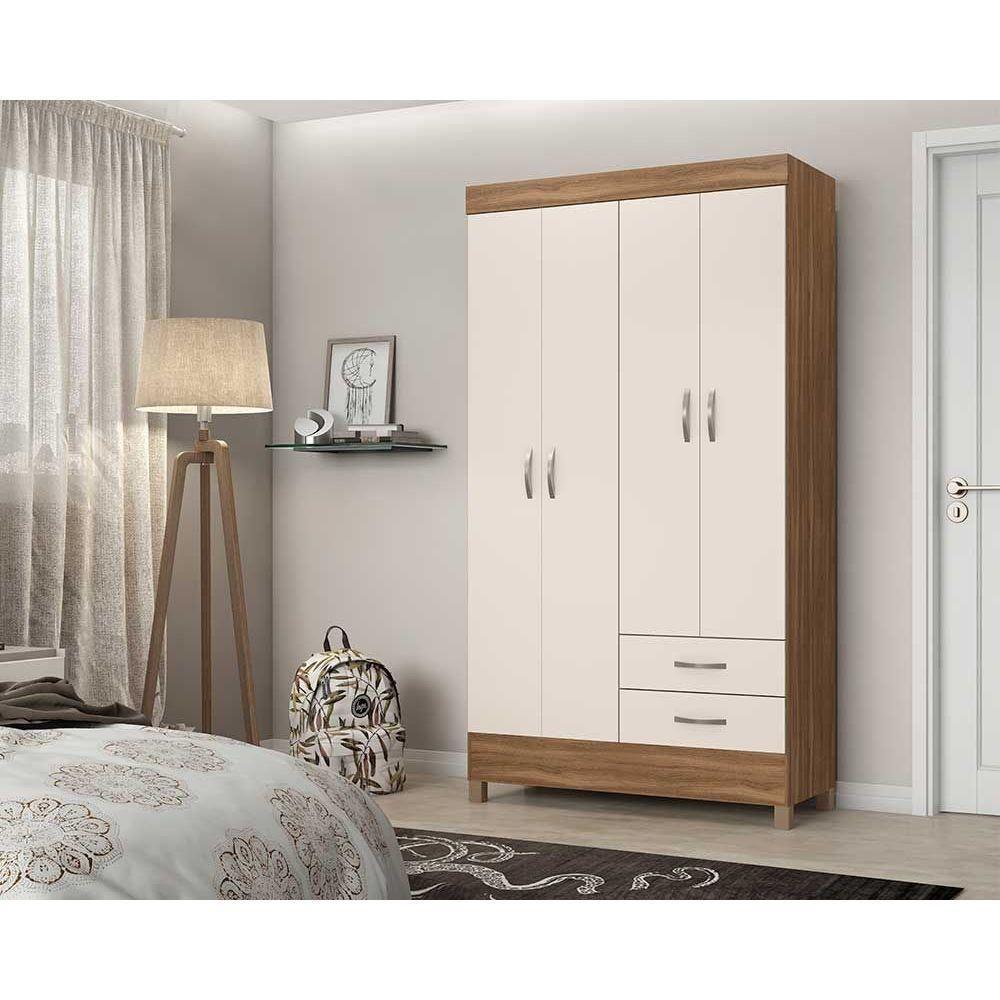 Guarda Roupa Solteiro 4 Portas e 2 Gavetas Astro Amêndola Touch - Demóbile - 3