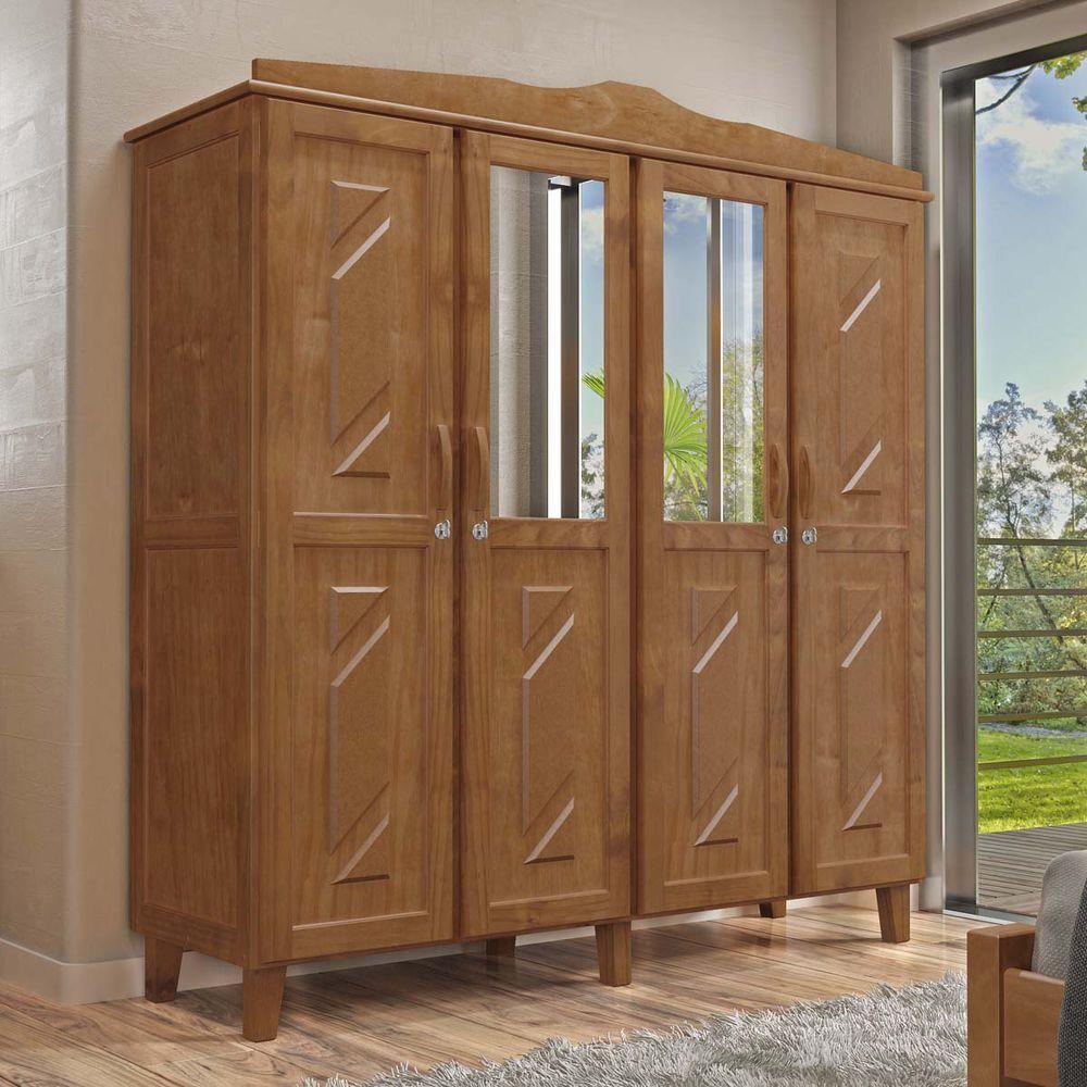 Guarda-roupa Solteiro 4 Portas Madeira Maciça Cavazotto - 1
